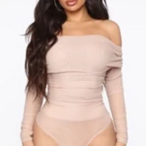 fashion nova off the shoulder nude bodysuit